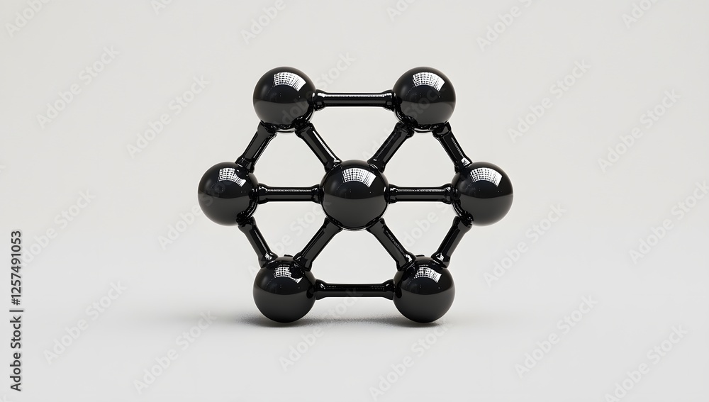 Poster abstract black molecular structure on light gray background