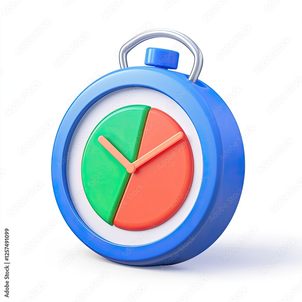 Poster 3d time management pie chart clock isolated