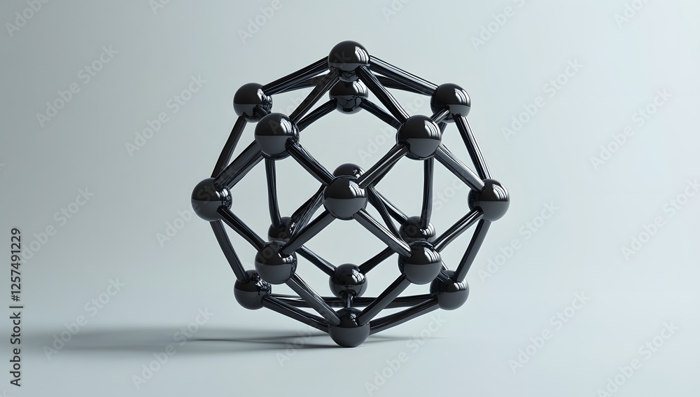 Poster abstract black molecular structure on plain background