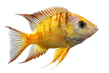 Fototapeta premium Realistic side view of a fish, displayed on a clear background.