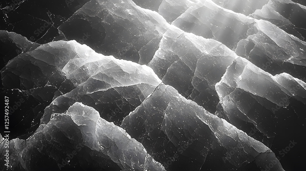 Poster Translucent ice formations gening under soft sunlight creating intricate patterns and textures.