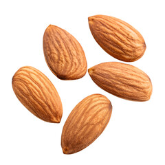Almond nuts isolated on a transparent background
