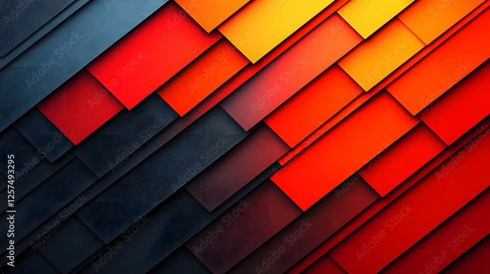 Aufkleber vibrant abstract design with overlapping geometric shapes in shades of red, orange, and black creati