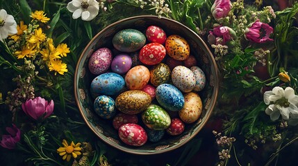 Fototapeta premium easter eggs in a basket