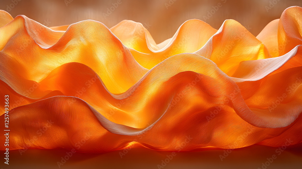 Aufkleber waves of flowing orange fabric illuminated from behind create a warm and inviting atmosphere.