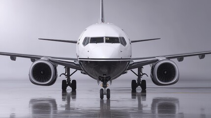 Fototapeta premium Boeing Business Jet on a Foggy Runway