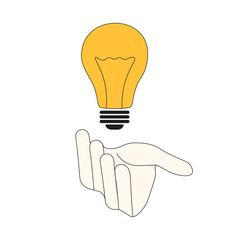 Doodle hand with light Bulb isolated transparent background. Perfect Idea element template design. Vector illustration for Business banner poster placard cover design. EPS 10	