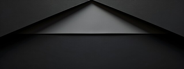 Black background with sharp angles for design. Banner template with white space in the center for text. Perfect for abstract minimalist wallpaper and contemporary digital projects.