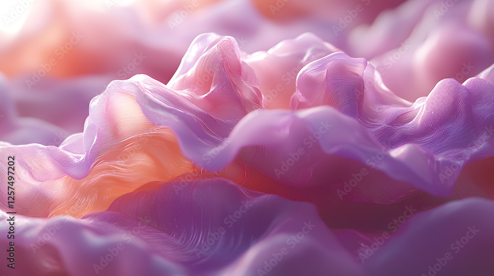 Poster soft pink abstract waves flowing seamlessly with a gentle light illuminating the textured surface.