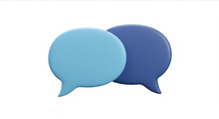 3D speech bubbles, blue hues, white backdrop