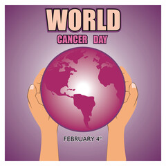 World Cancer Day Design with Globe and February 4th Date.