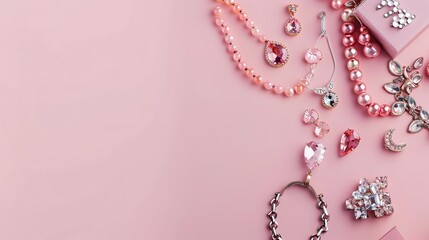 Women's Day Background with Jewelry Accessories: Dazzling Jewelry, Showcasing Women's Glorious Elegance