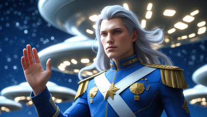 Ashtar, the pleiadian commander of the Silver Fleet, the military branch of the Galactic Federation of Light