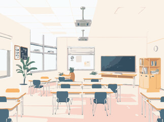 Modern College Classroom Interior Design Concept