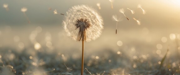 Dandelion by the soft golden glow of the setting sun.