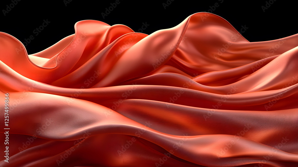 Poster flowing red silk fabric texture with soft folds and natural sheen, creating a sense of elegance and 