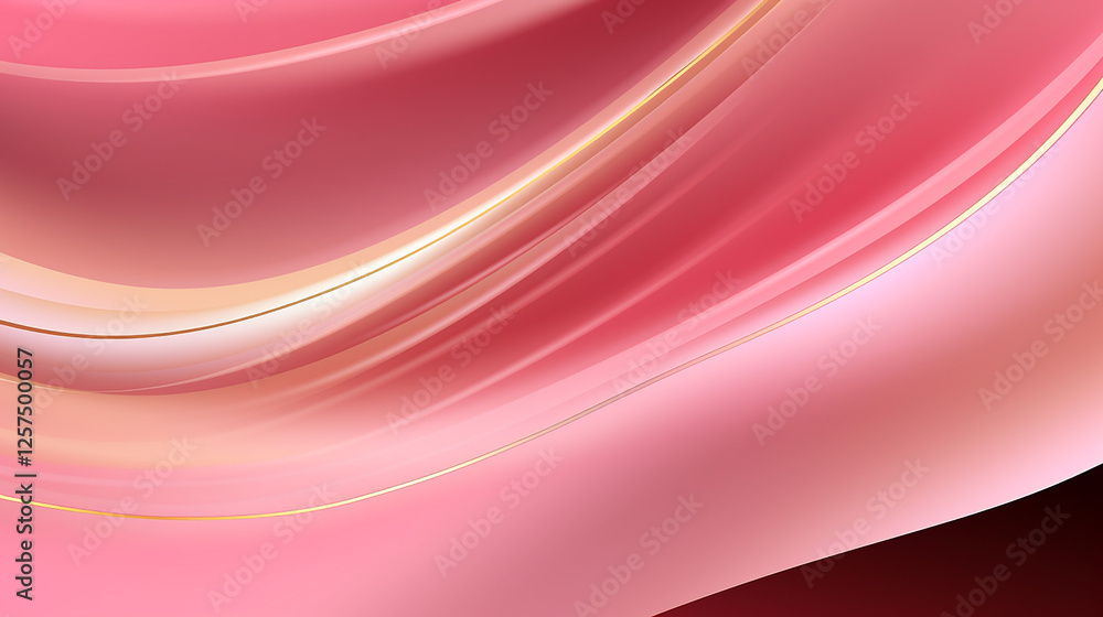 Poster luxury golden line background pink shades in 3d abstract design. the gradient colors and soft curves