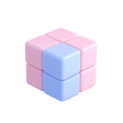 Obraz premium Pink blue cubes combine, white background, puzzle