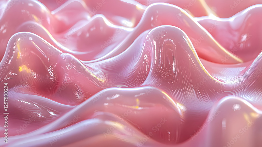 Aufkleber glossy pink waves flowing smoothly with a shiny texture resembling soft fabric or liquid surface.