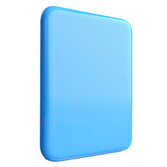 Blue square button, 3D render, blank, website, app