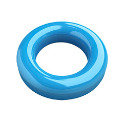 Blue ring, 3D render, white background, graphic design element