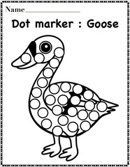 Goose dot marker worksheet activity for kids, preschool, kindergarten and homeschool , fit for 8.5”x11” size