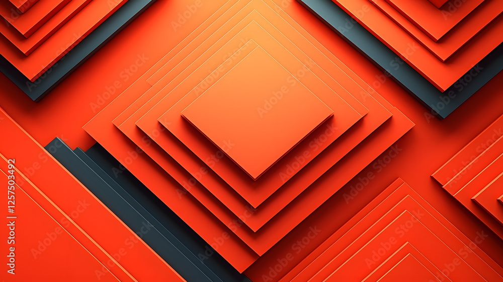 Aufkleber red and black layered geometric shapes with a modern abstract design on a smooth surface background