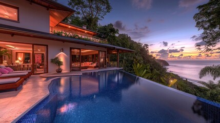 Luxury villa ocean sunset infinity pool Costa Rica