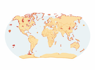 Detailed World Map with Adventure Destinations