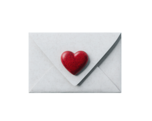 A romantic envelope featuring a red heart seal, symbolizing love, affection, and heartfelt messages to loved ones.