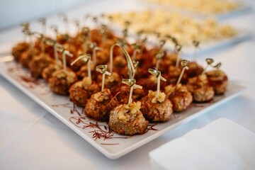 Gourmet Meatballs on a Skewer Platter