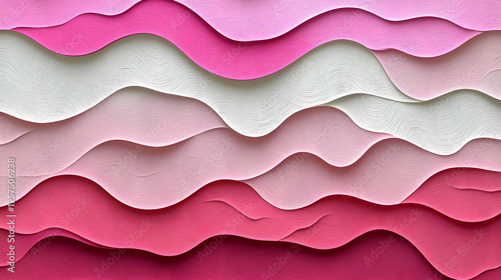 Aufkleber textured waves in pink and white layered paper creating an artistic abstract background design for d