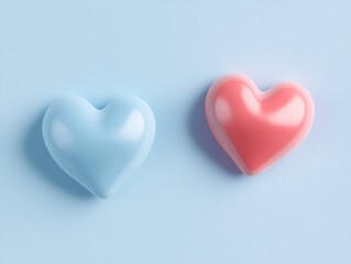 Fototapeta premium two hearts on a blue background