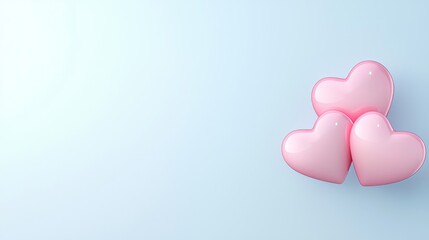 Three pink hearts on a blue background