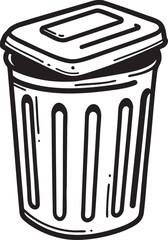  Trash Can Vector Illustration with Outline Design
