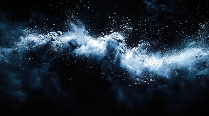 Dramatic ocean wave crashing against the shore at night with splashes under moonlight