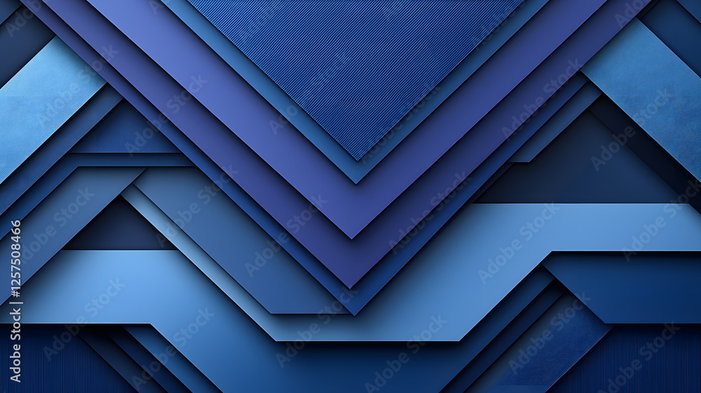 Poster blue layered geometric shapes with varying textures and tones on a flat surface background
