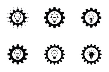 Light bulb with Gear icon and logo set  for Innovation and Smart Solutions