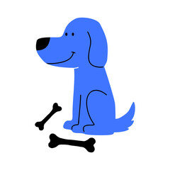 Simple minimalist cute dog cartoon illustration