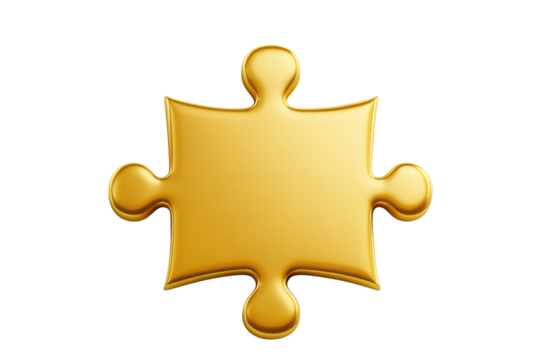 A shiny golden puzzle piece symbolizes creativity, problem-solving, and the importance of fitting parts together in various contexts.