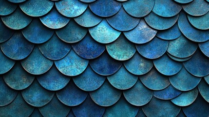 A seamless fish scale pattern in shimmering blues and greens.