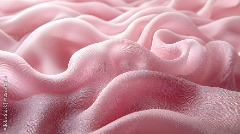 Aufkleber soft pink silk fabric flowing gently creating elegant waves and folds under ambient light in a seren
