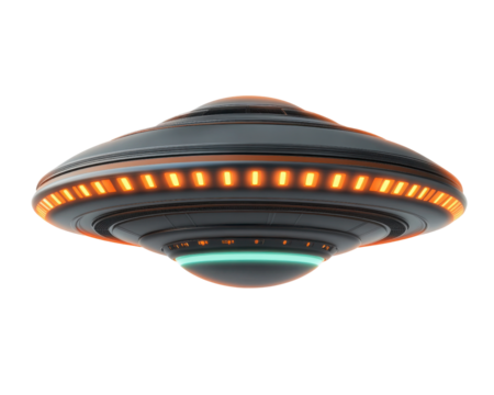 A futuristic spacecraft designed for intergalactic travel featuring bright lights and a sleek aerodynamic structure.