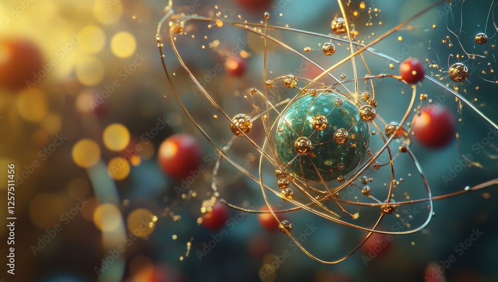 Poster Abstract Atomic Model, Bokeh Background, Visual Representation