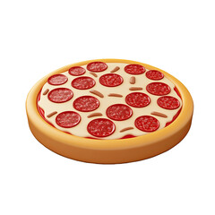 3D rendered pepperoni pizza, isolated, white background, food icon