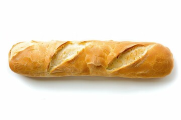 Crusty baguette on white background. AI generated