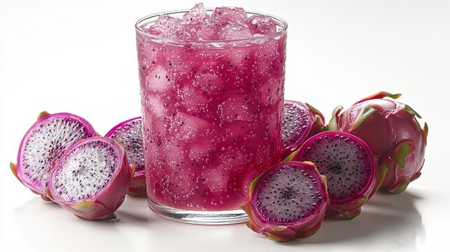 Fresh organic dragon fruit juice in a glass bright kitchen beverage photograph natural lighting refreshing concept