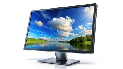LCD Monitor Displaying Landscape Image
