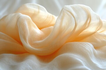Soft, flowing fabric draped elegantly, showcasing delicate textures and subtle colors