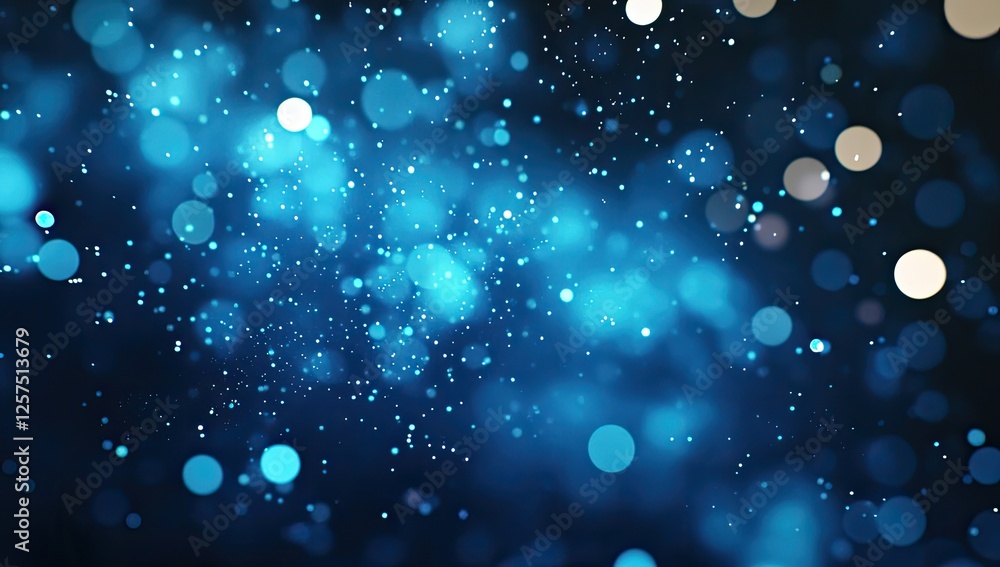 Poster Abstract blue bokeh background with light particles